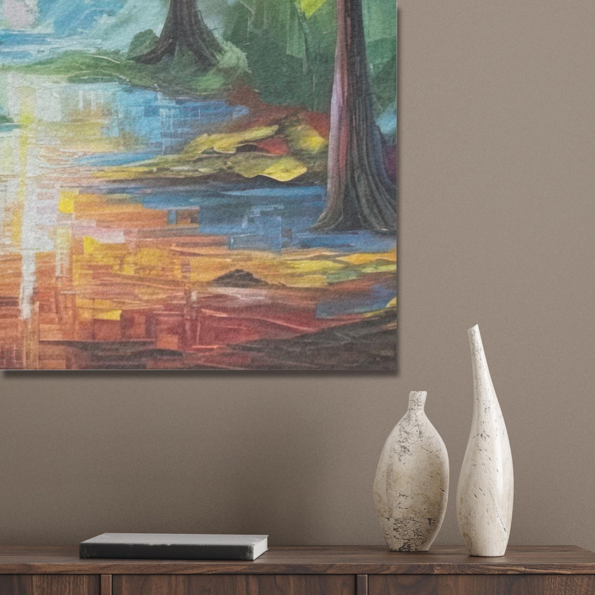 AKUSTIKBILD Landschaft - Wald - Farben - Natur Wanddeko 70x100 cm - Multicolor, Textil (70/100/0.9cm) - MuchoWow