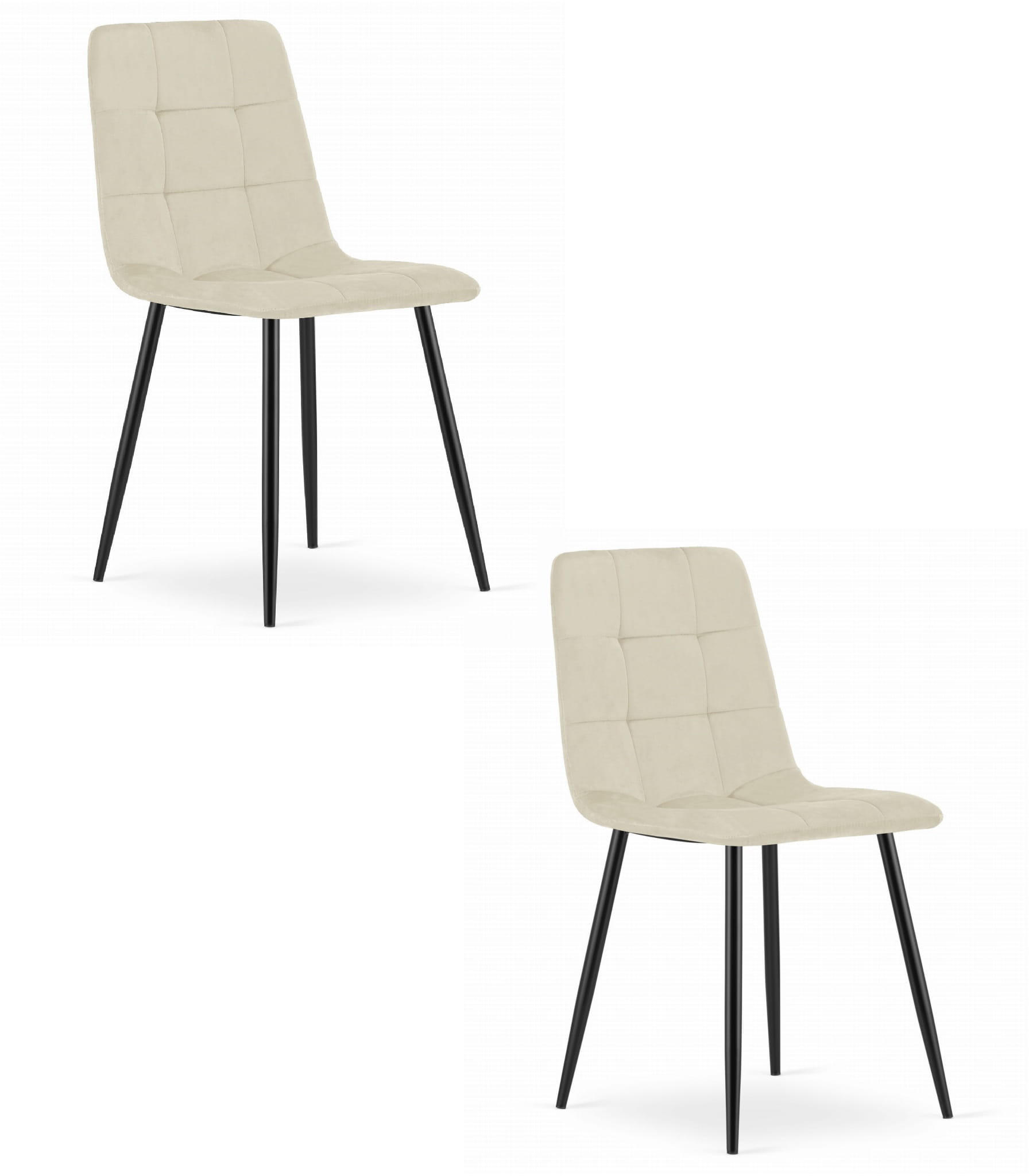 ESSZIMMERSTUHL 2-er Set PYRA beiger Sitz, schwarze Beine - Beige/Schwarz, Textil (45/87/50.5cm) - Valora