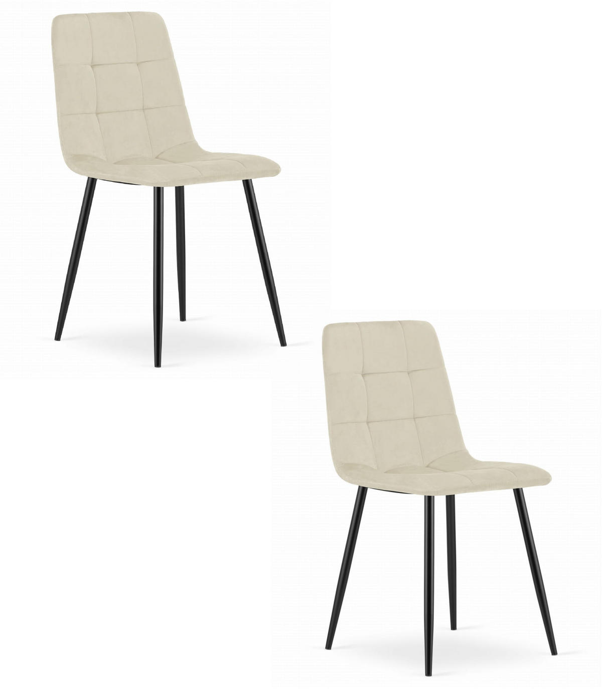 ESSZIMMERSTUHL 2-er Set PYRA beiger Sitz, schwarze Beine - Beige/Schwarz, Textil (45/87/50.5cm) - Valora