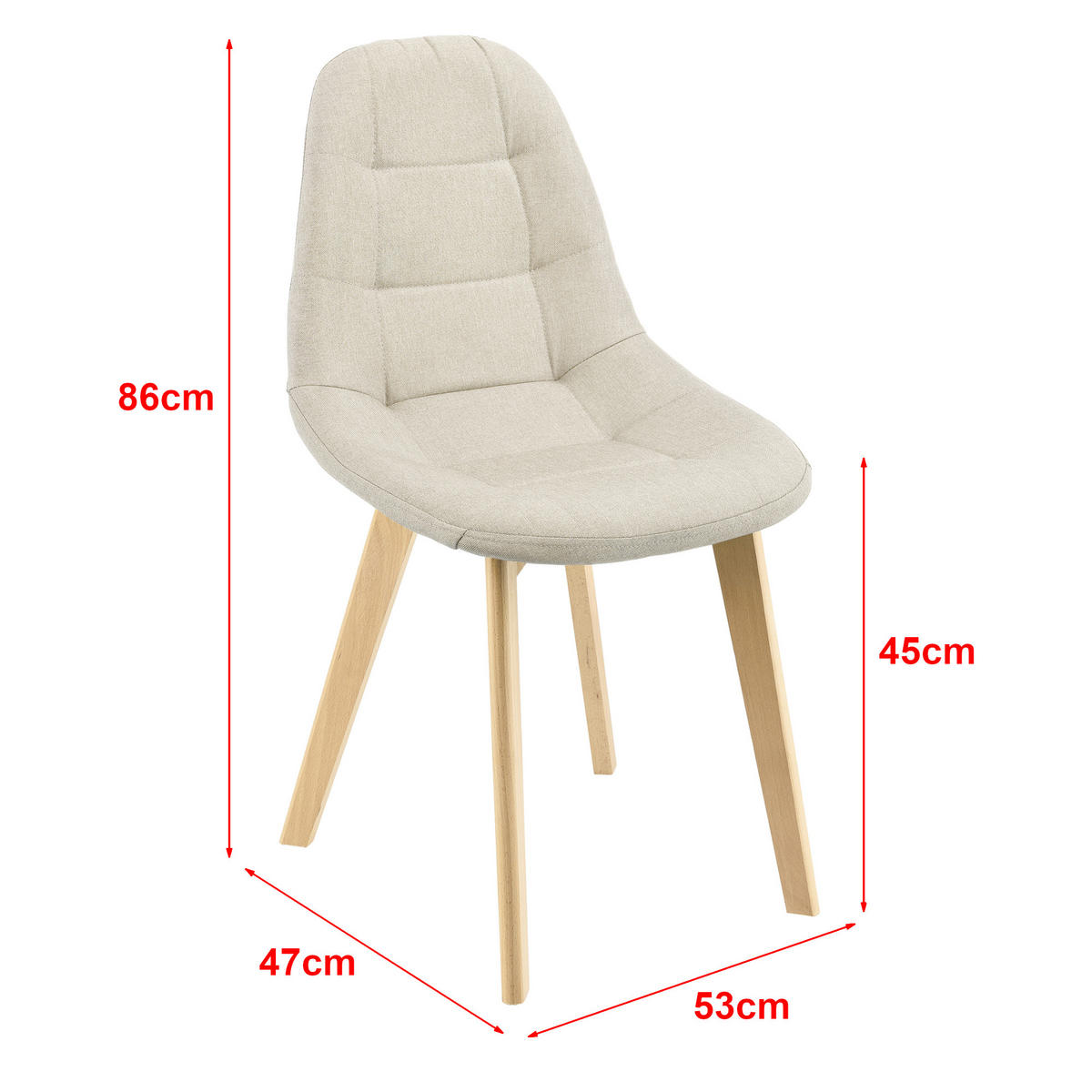 ESSZIMMERSTUHL Kopparberg 4er-Set - Beige, Textil (53/86/47cm) - [en.casa]