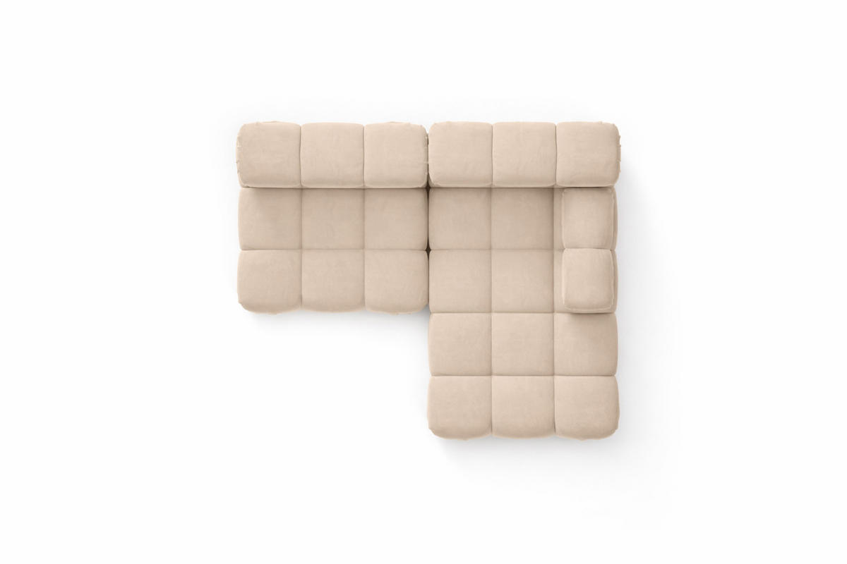 ECKSOFA L-Form Mini II Modular, Veloursstoff Salvador, Beige, Rechts, Selia - Beige, Holz (190/160cm) - Kaiser Möbel