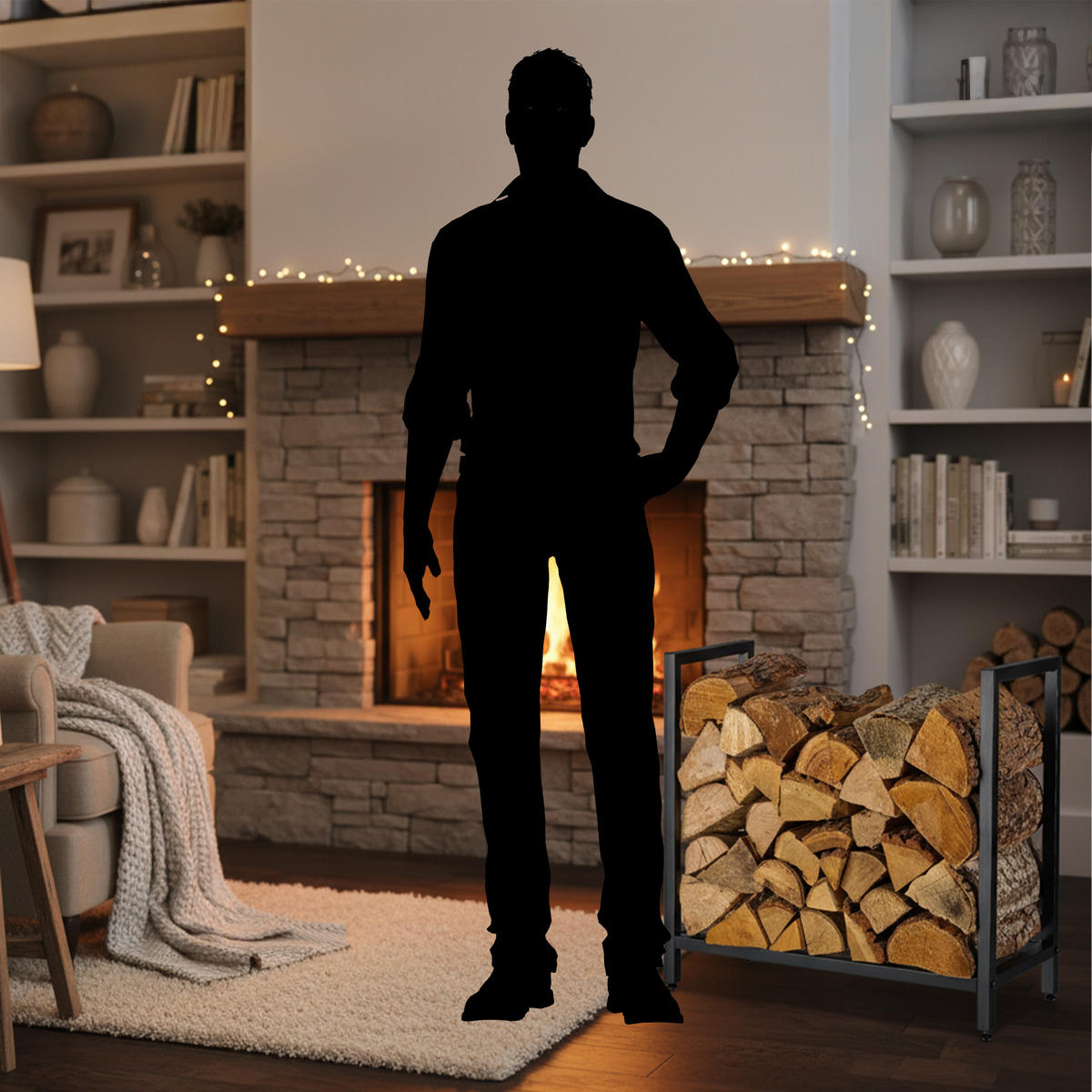 KAMINHOLZREGAL - Schwarz, Metall (65/62.5/30.5cm) - Relaxdays