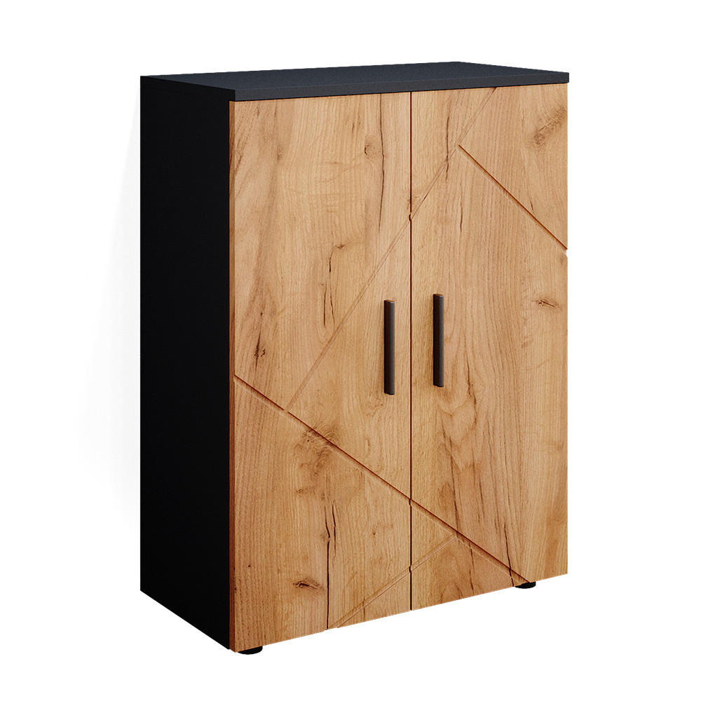 MIDISCHRANK Irma Anthrazit/Goldkraft Eiche 60 x 81 cm - Anthrazit/Eiche Wotan, Holzwerkstoff (60/81/30cm) - Vicco
