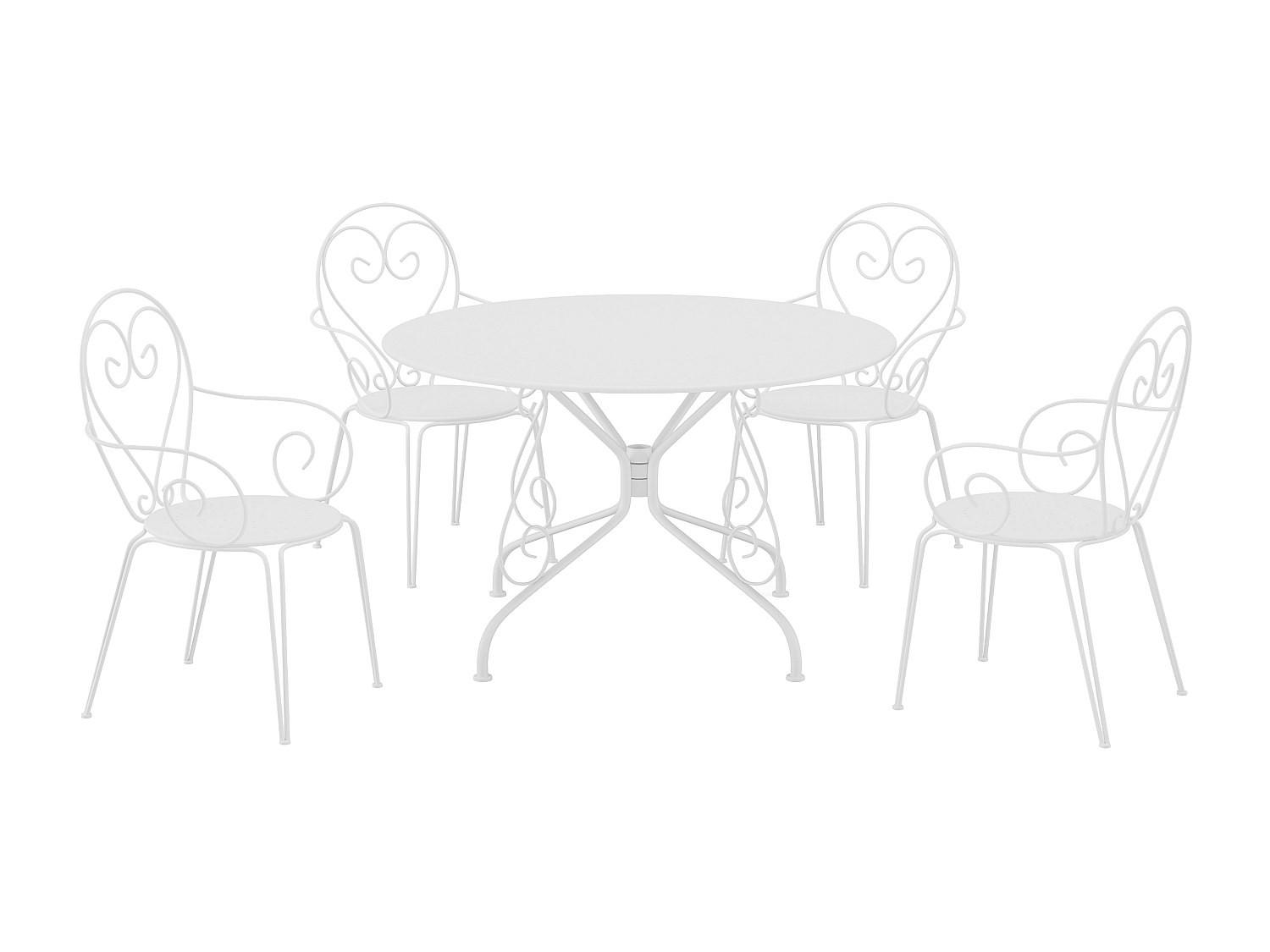 GARTENESSGRUPPE im Set - 4 -Sitzer - Stahl - weiß - GUERMANTES - Weiß, Metall - Vente-Unique