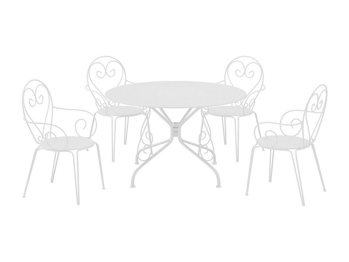 GARTENESSGRUPPE im Set - 4 -Sitzer - Stahl - weiß - GUERMANTES - Weiß, Metall - Vente-Unique