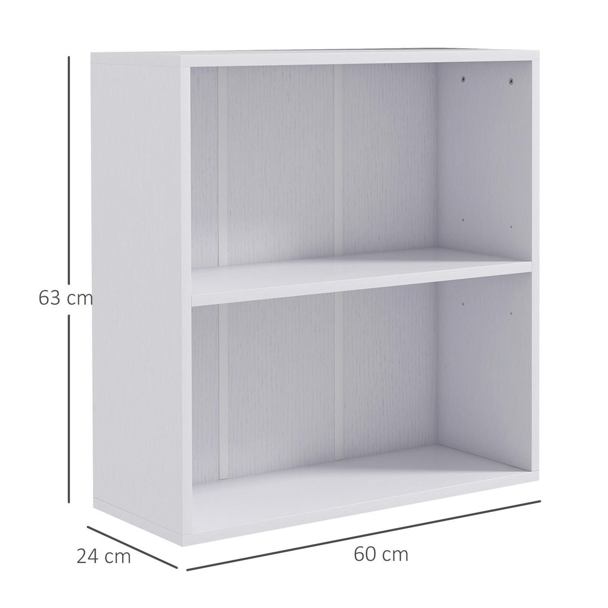 BÜCHERREGAL 60/24/63 cm weiß - Weiß, Karton (60/63/24cm)