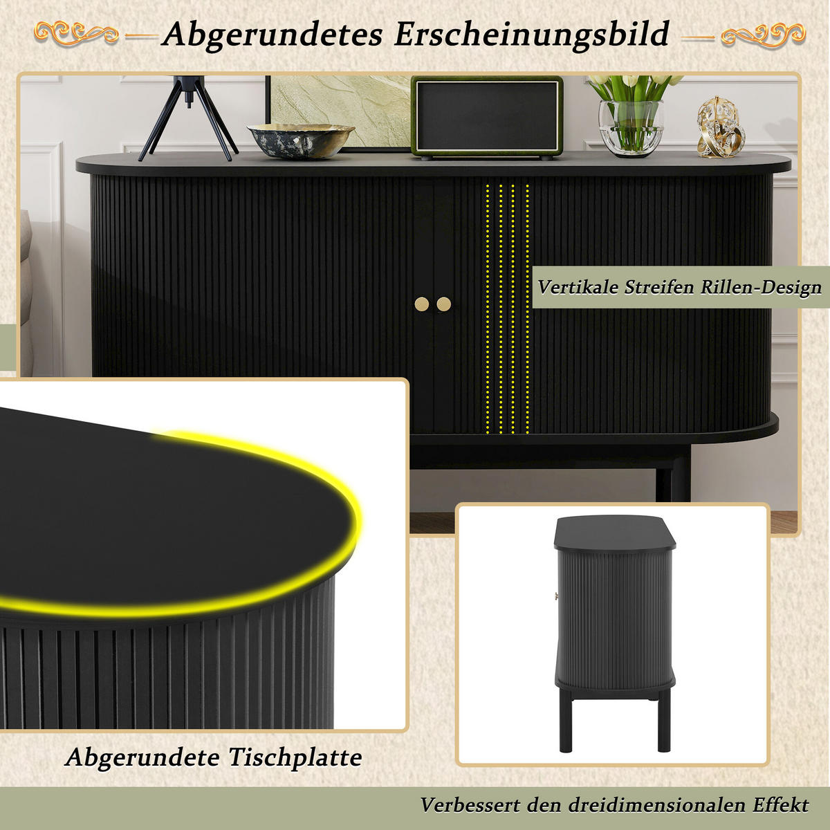 SIDEBOARD Schwarz 138/43/75 cm - Schwarz, Holzwerkstoff (43/75/138cm) - Urban Meuble
