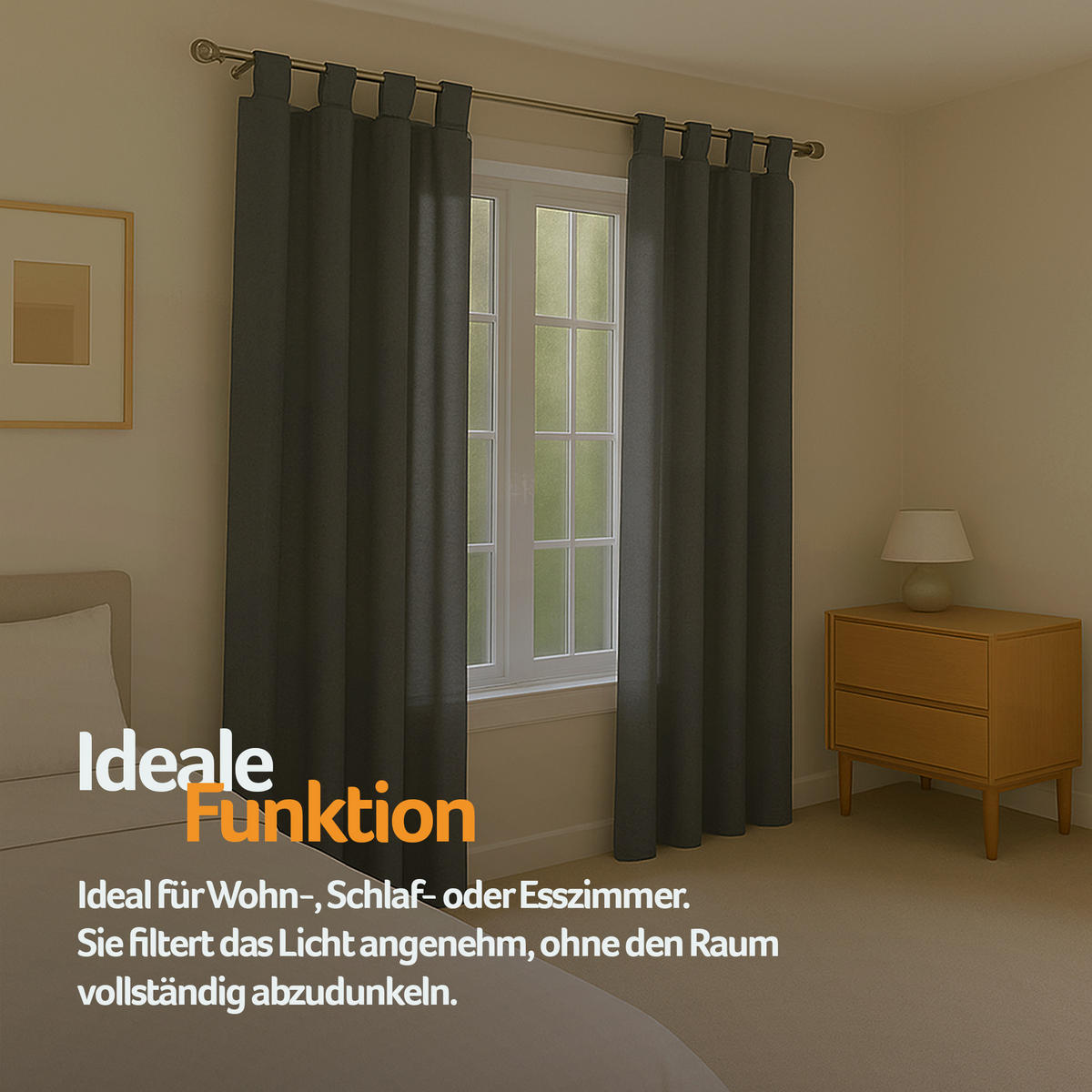 SCHLAUFENSCHAL blickdicht 140x245 cm Anthrazit 2er-Pack - Anthrazit, Textil (140/245cm)