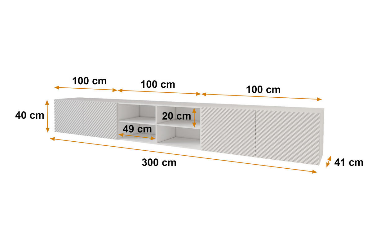 LOWBOARD ZENO-W 3x100x40x41 cm - Weiß - Weiß, Holzwerkstoff (300/40/41cm) - ALTDECOR