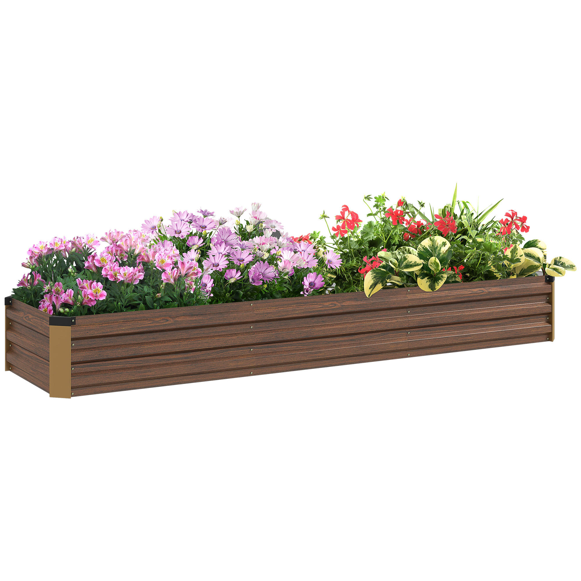 HOCHBEET aus Stahl, Blumenkasten, Gemüsebeet, für Balkon, Garten, Dunkelbraun - Braun, Metall (60/30/240cm) - Outsunny