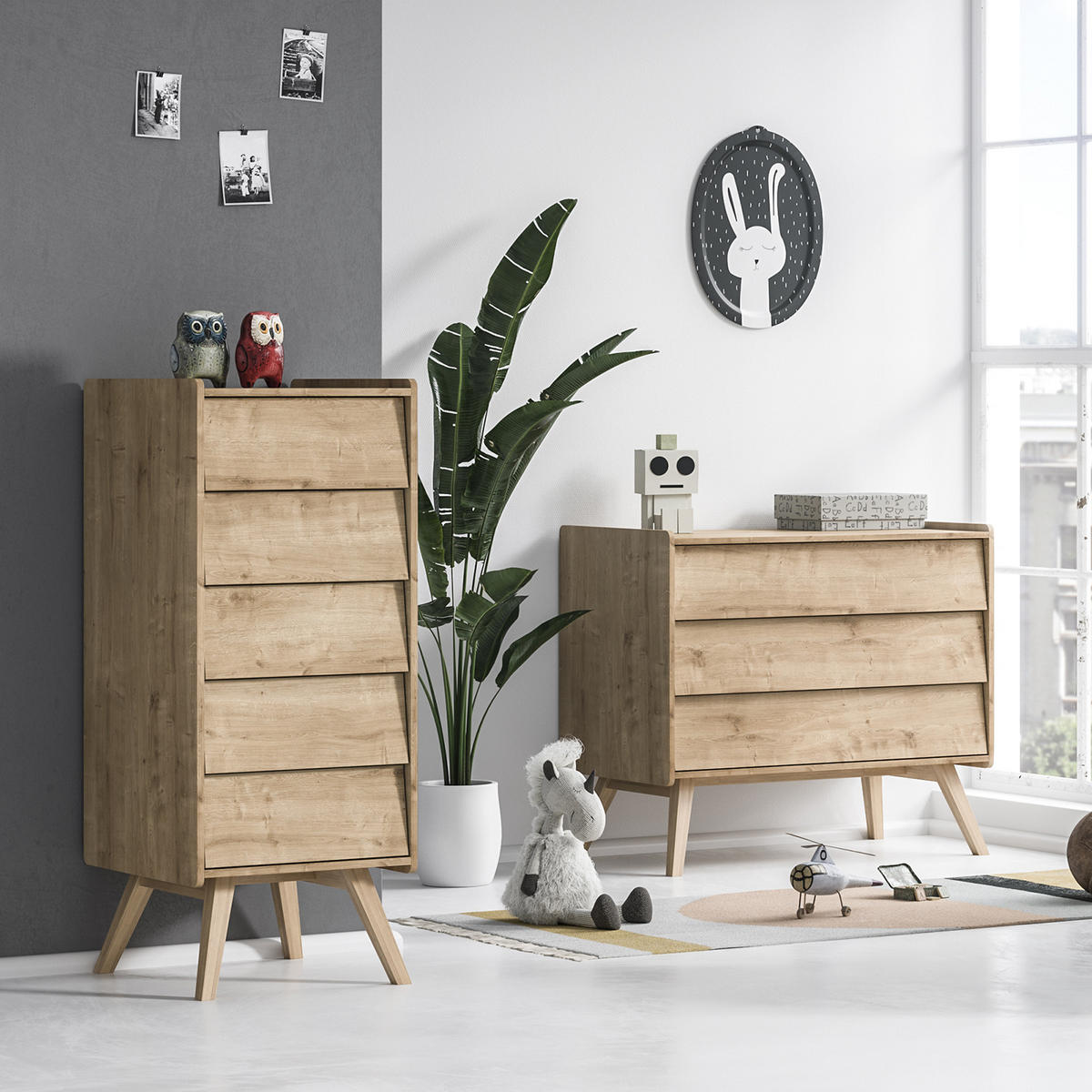 KOMMODE 3 Schubladen L100 cm - Vintage - Eichefarben, Holzwerkstoff (58.5/90/100cm) - Calicosy