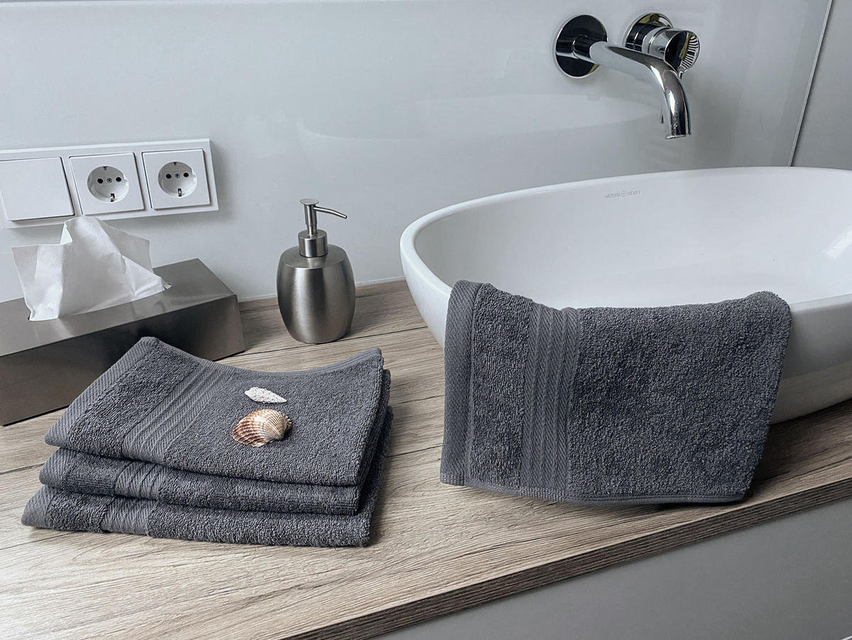 GÄSTETÜCHER, 10er-Set, 30x50 cm, 100% Baumwolle, Grau - Anthrazit, Textil (30/50cm) - Zollner
