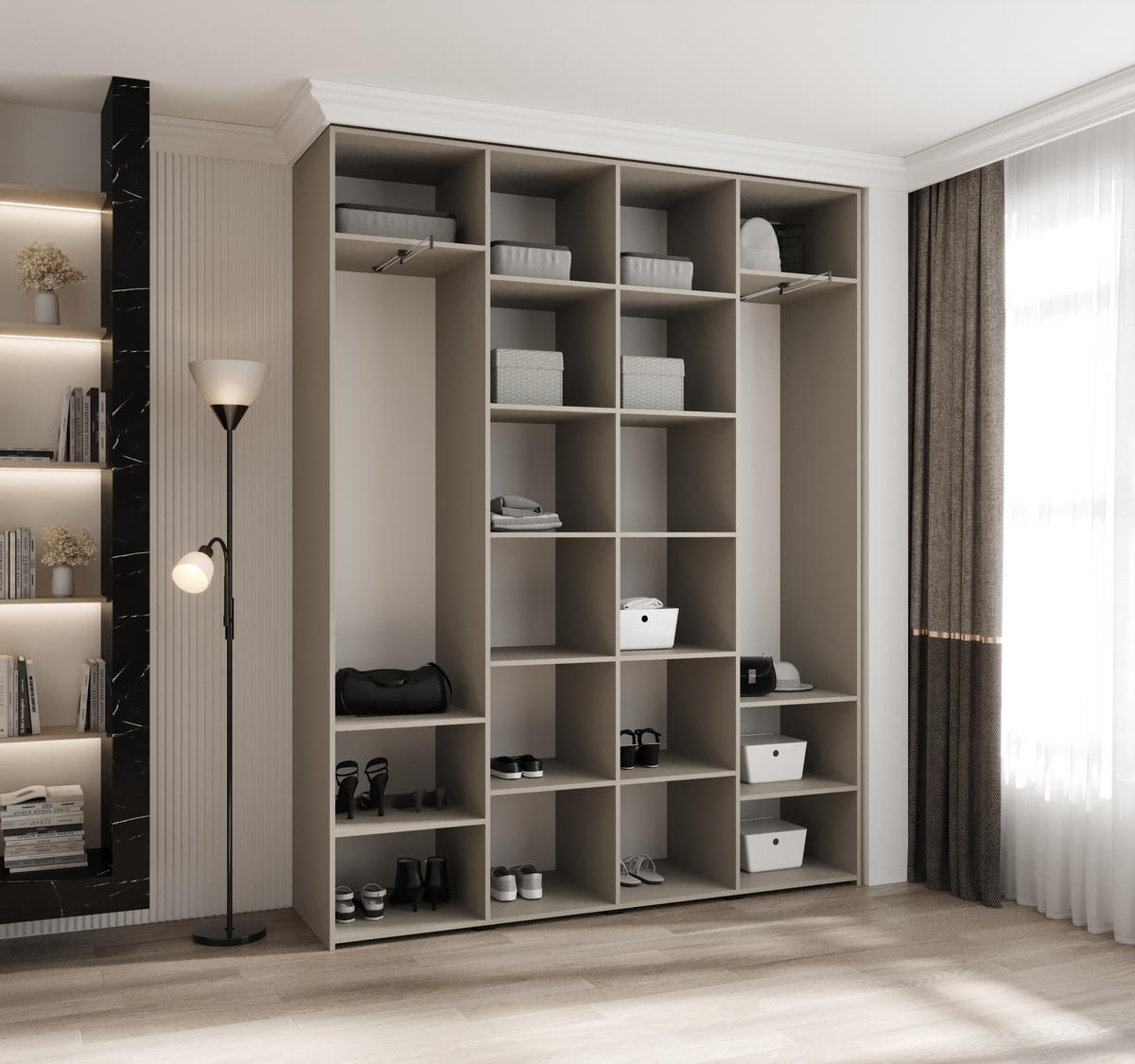 DREHTÜRENSCHRANK 245,5/190/40 4-türig - Kaschmir/Goldfarben, Holz/Metall (190/245.5/40cm) - Abiks Möbel
