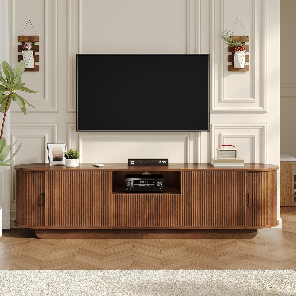 TV-SCHRANK 180/35/50 cm Natürlich mit Schiebetür und 4 Schubladen - Naturfarben, Holz/Holzwerkstoff (180/50/35cm) - Oxeza
