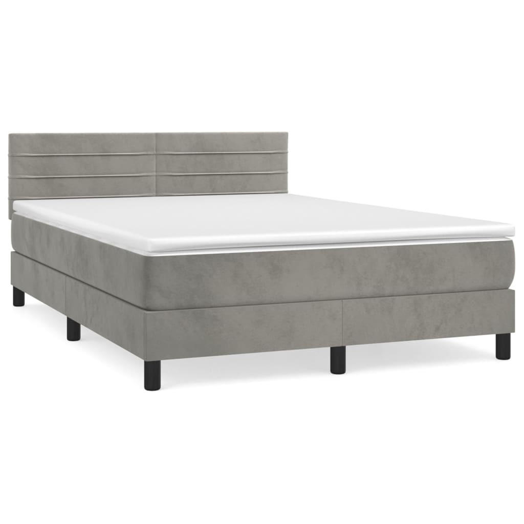 BOXSPRINGBETT 140/200 Cm Grau Samt - Grau, Textil (144/203cm) - vidaXL