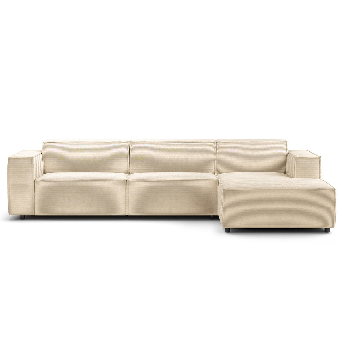 ECKSOFA mit Longchair - Beige/Schwarz, Kunststoff/Textil (294/177cm) - home24