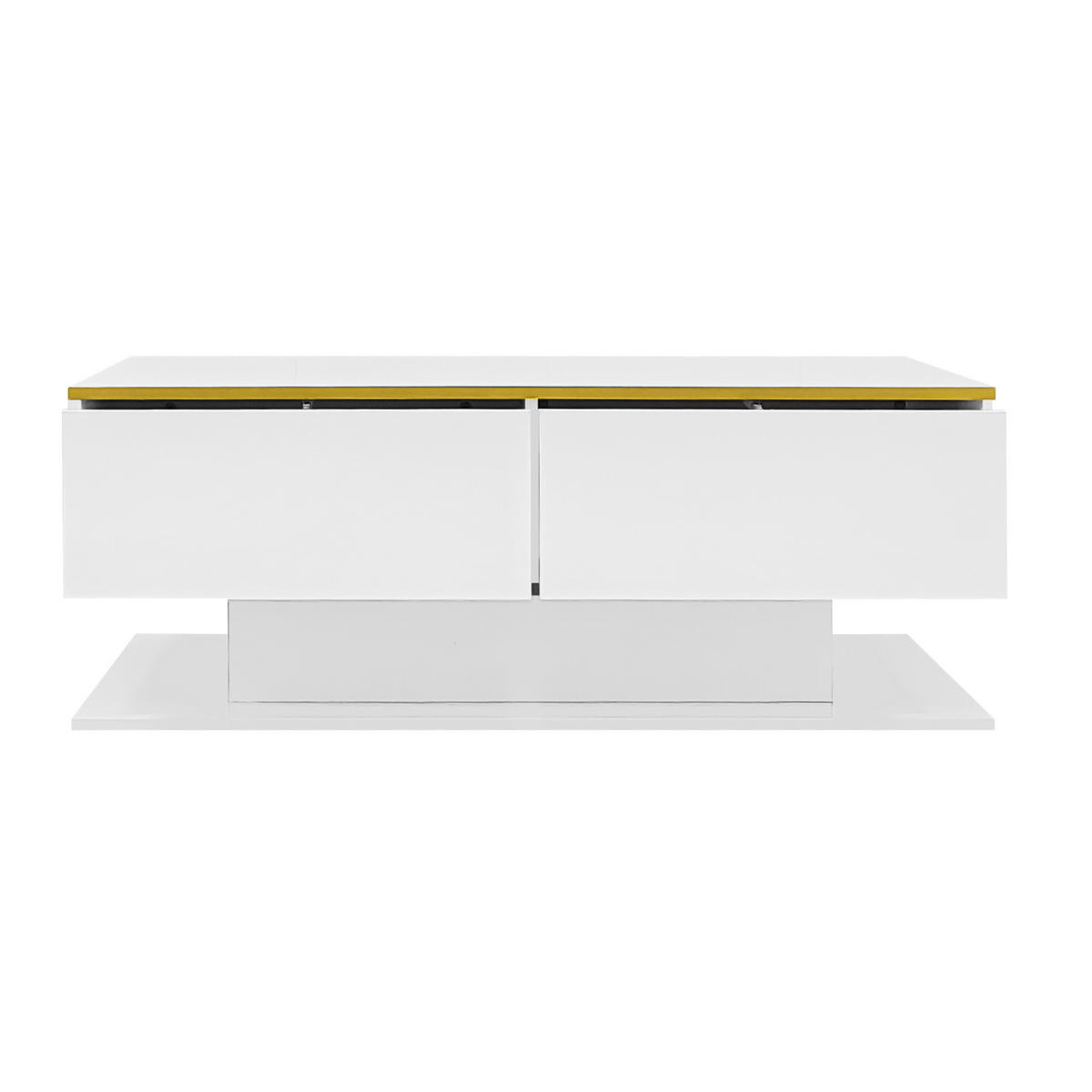 COUCHTISCH mit LED und 3 Schubladen 100 x 50 x 40 cm Weiß - Weiß, Holzwerkstoff (100/50/40cm) - Meubliv