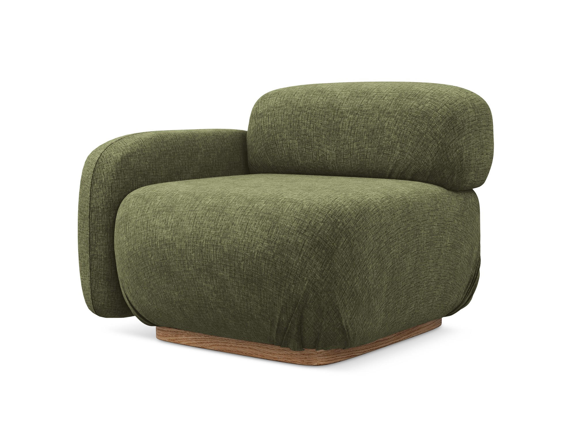 SOFAELEMENT Links Chenille Stoff Grün - Braun/Olivgrün, Holz/Textil (95/73/95cm) - Makamii