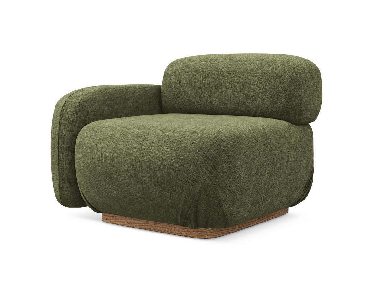 SOFAELEMENT Links Chenille Stoff Grün - Braun/Olivgrün, Holz/Textil (95/73/95cm) - Makamii