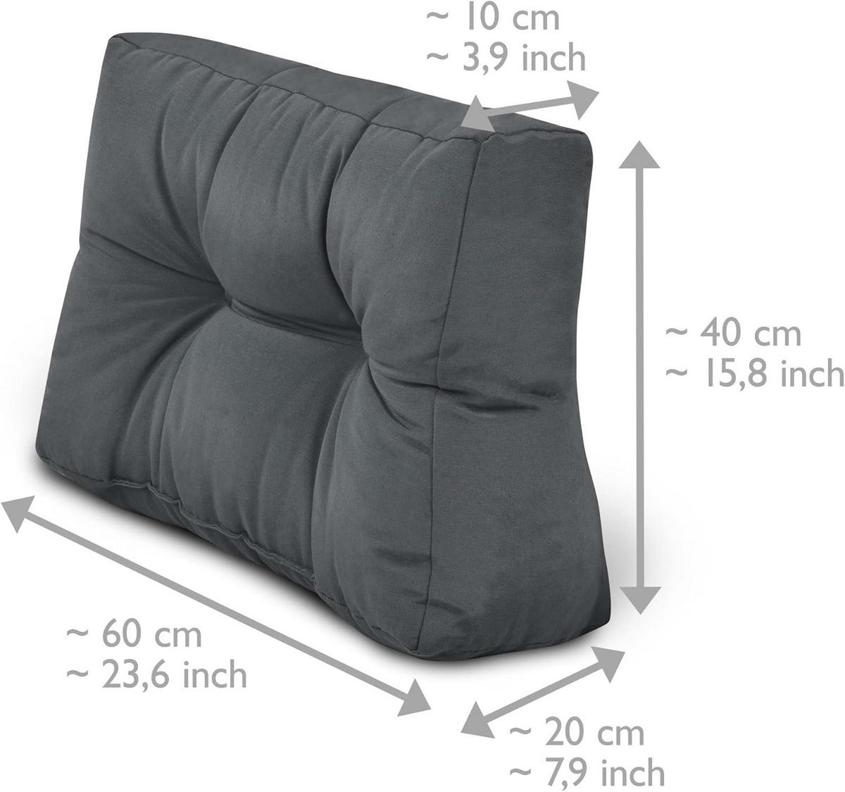 PALETTENKISSEN ECO Style Sitz 120x80x15cm Graphitgrau + Rücken (2tlg) - Dunkelgrau, Textil (80/15/120cm) - Beautissu 
