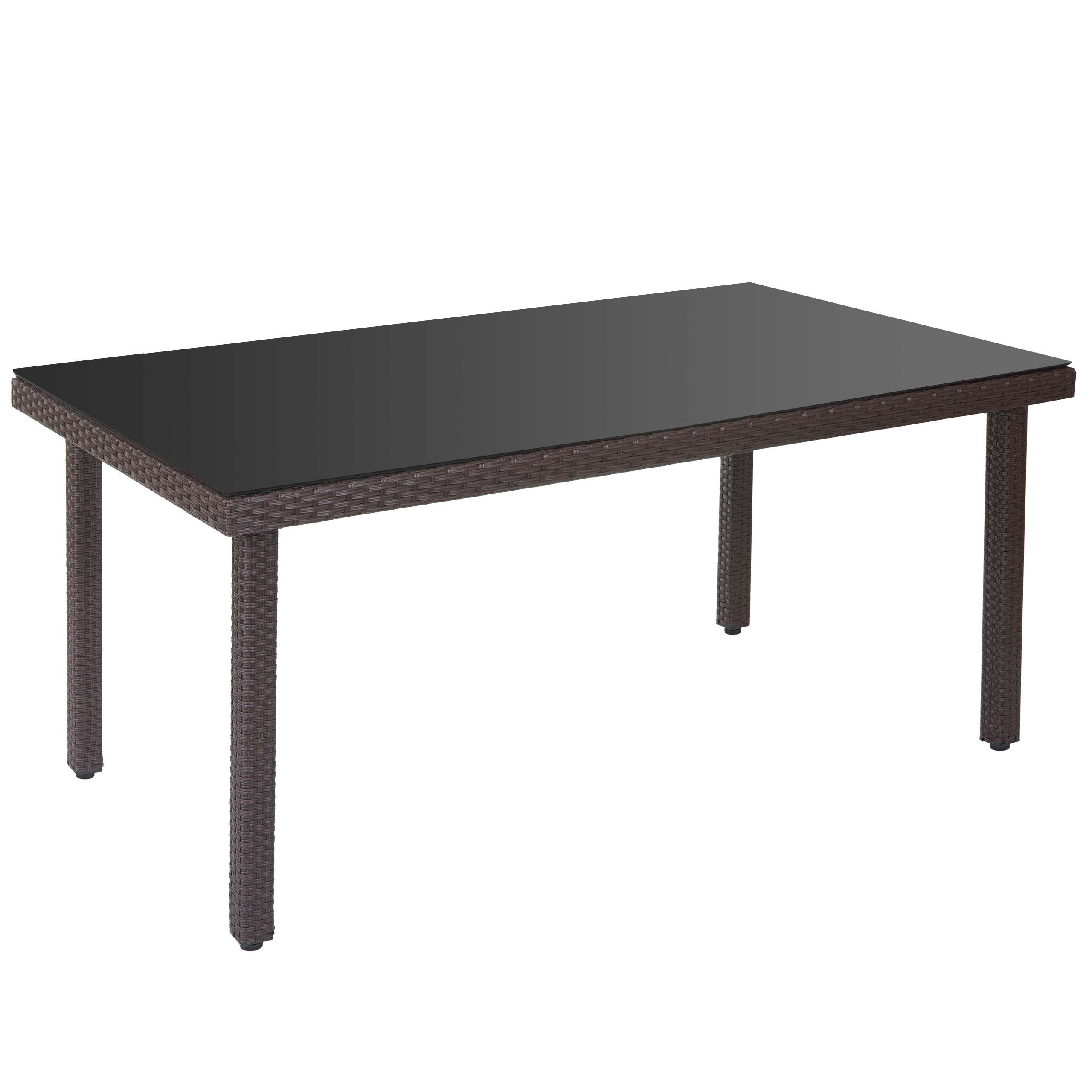 POLY-RATTAN-GARTENTISCH rechteck Braun - Braun, Kunststoff (90/160/74cm) - MCW