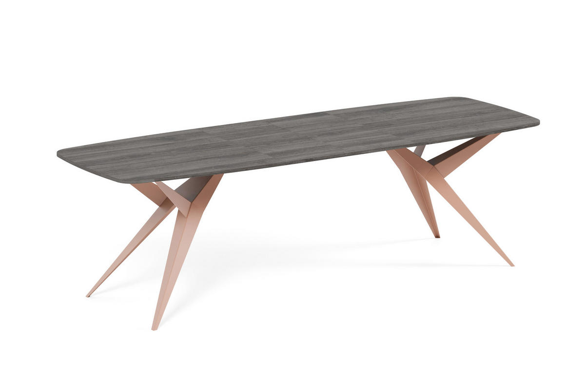 ESSTISCH AXIS - Anthrazit/Kupferfarben, Holzwerkstoff/Metall (90/180/76cm) - Meblini