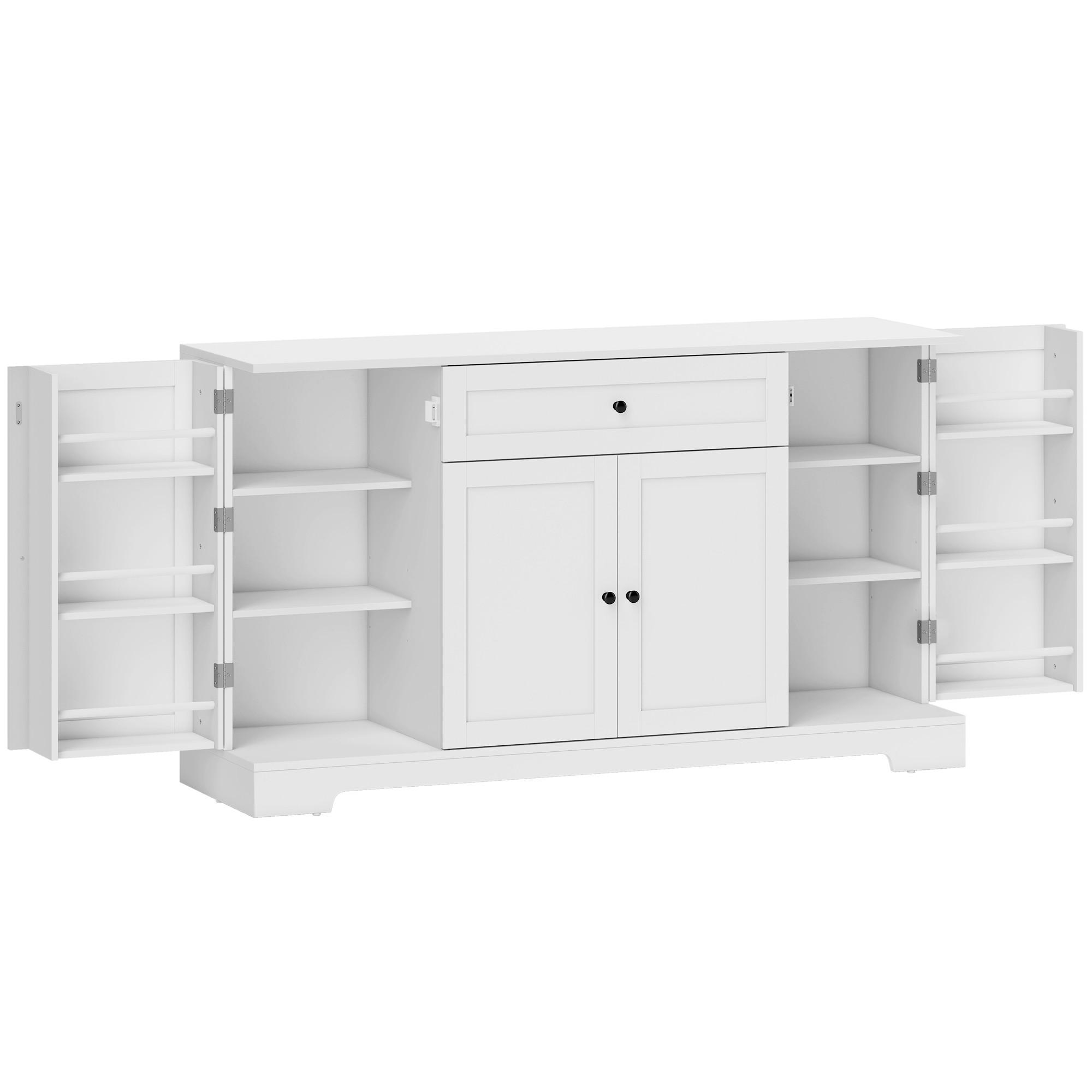 SIDEBOARD DE-38831 140/40/80 cm Schublade und 4 Türen Weiß - Weiß, Holzwerkstoff (140/80/40cm) - ComfortXL