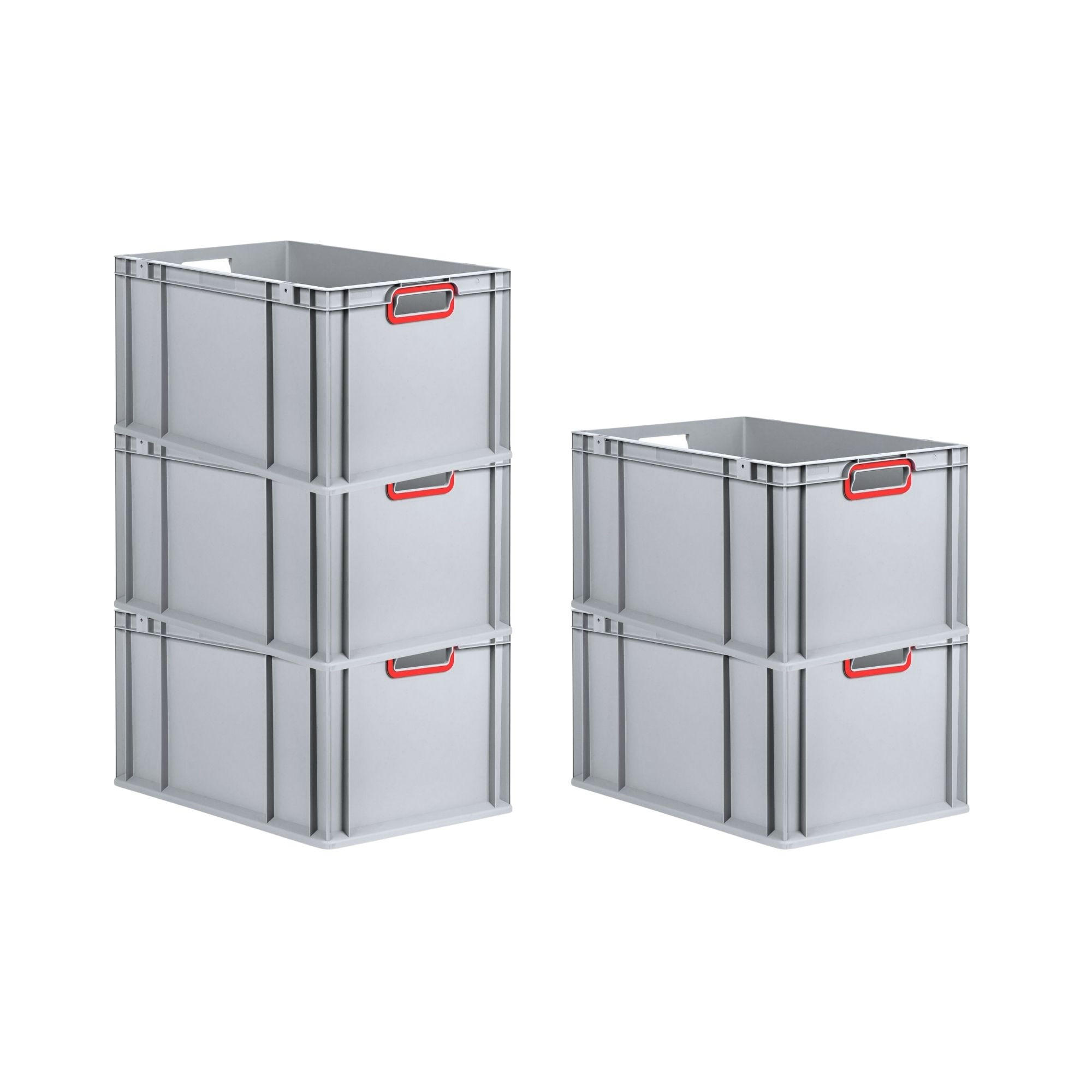 EUROBOX 5x Nextgen Color 32x40x60cm 65 Liter Griffe Rot Offen - Rot, Kunststoff (40/32/60cm) - PROREGAL
