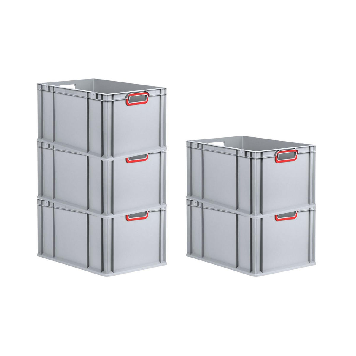 EUROBOX 5x Nextgen Color 32x40x60cm 65 Liter Griffe Rot Offen - Rot, Kunststoff (40/32/60cm) - PROREGAL