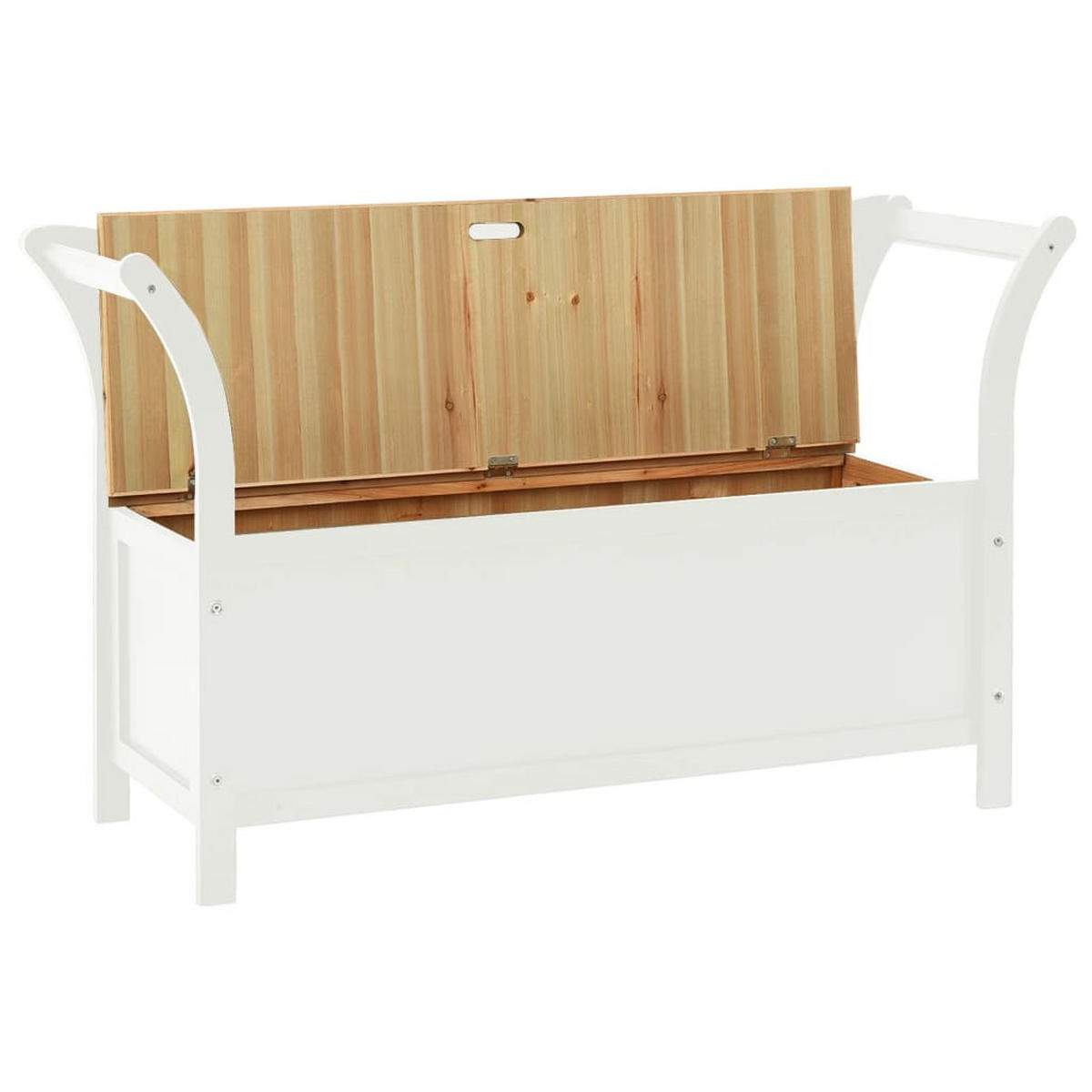 SITZBANK Weiß 107x45x75,5 cm Massivholz Tanne - Weiß/Braun, Holz (107/75.5/45cm)