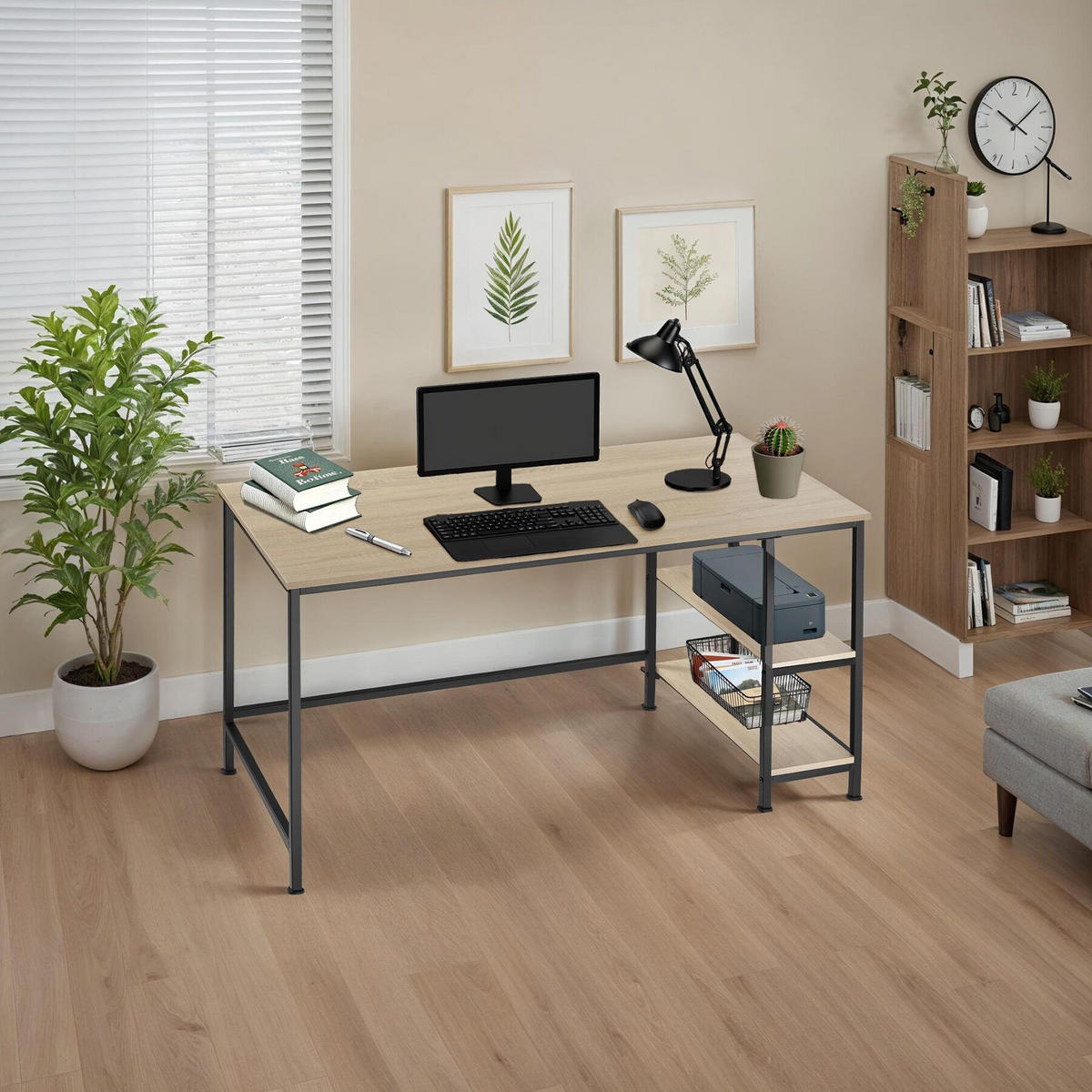 COMPUTERTISCH Canton,120 x 60 x 75,5 cm,Industrial Holz hell, Eiche Sonoma - Naturfarben, Holzwerkstoff (120/60/75.5cm) - tectake