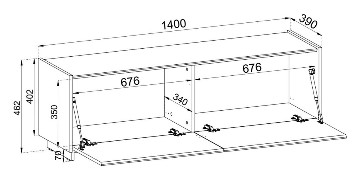 TV-LOWBOARD Magro 2-türig hängend oder stehend, Kaschmirgrau, 140 cm - Taupe, Holzwerkstoff (140/46.2/39cm) - Selsey