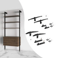 KONSOLENSET für 3 Holzböden und 1 Modul für Zero Struktur, Zamak, Tiefschwarz lackiert texturiert - Schwarz, Kunststoff (18.2/6/4.5cm) - EMUCA