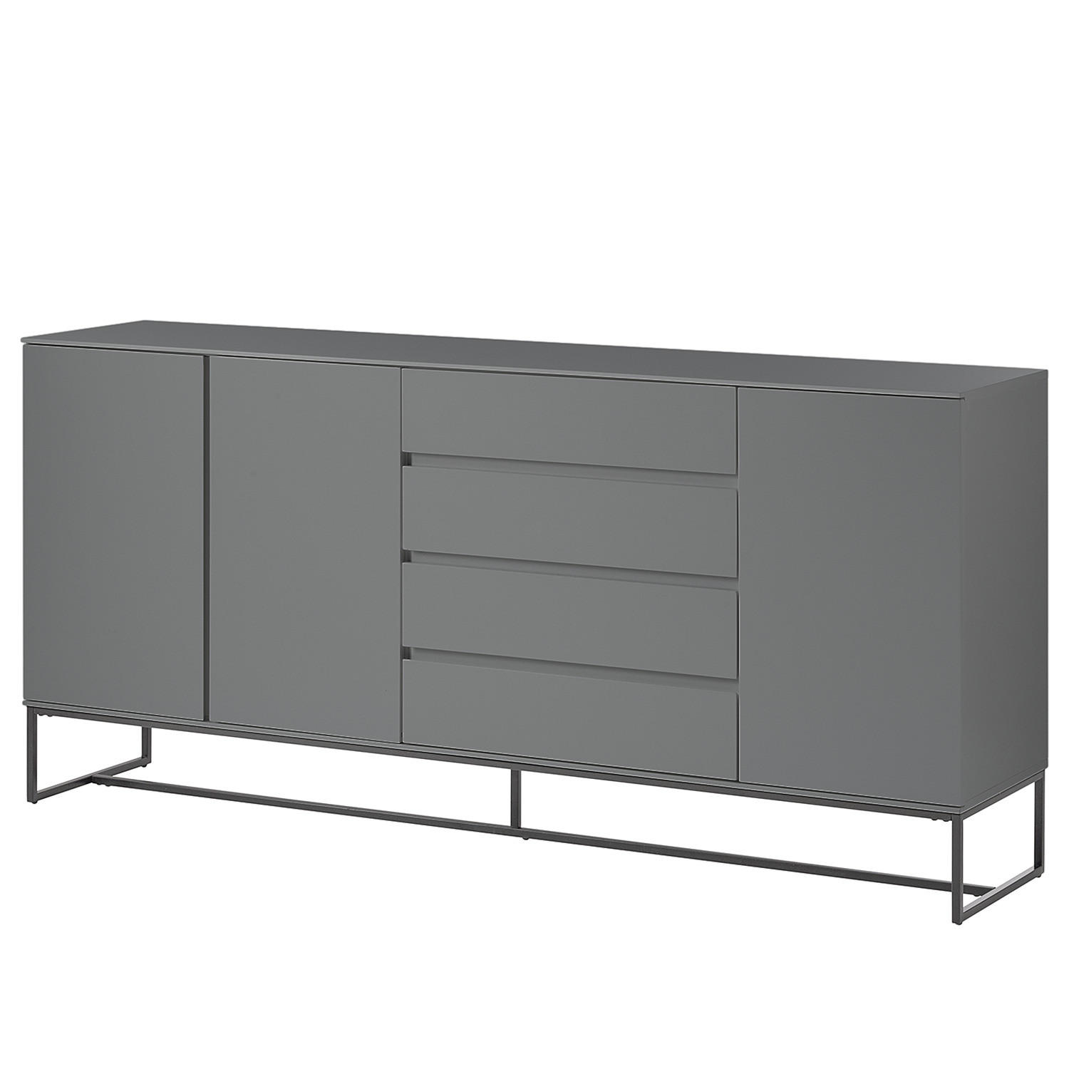 SIDEBOARD - Schwarz/Grau, Holzwerkstoff (186/86/40cm) - home24