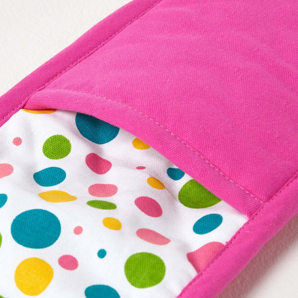 DOPPEL-OFENHANDSCHUH Bunte Punkte 18/84 cm, Baumwolle wattiert - Pink, Textil (18/84cm) - Homescapes