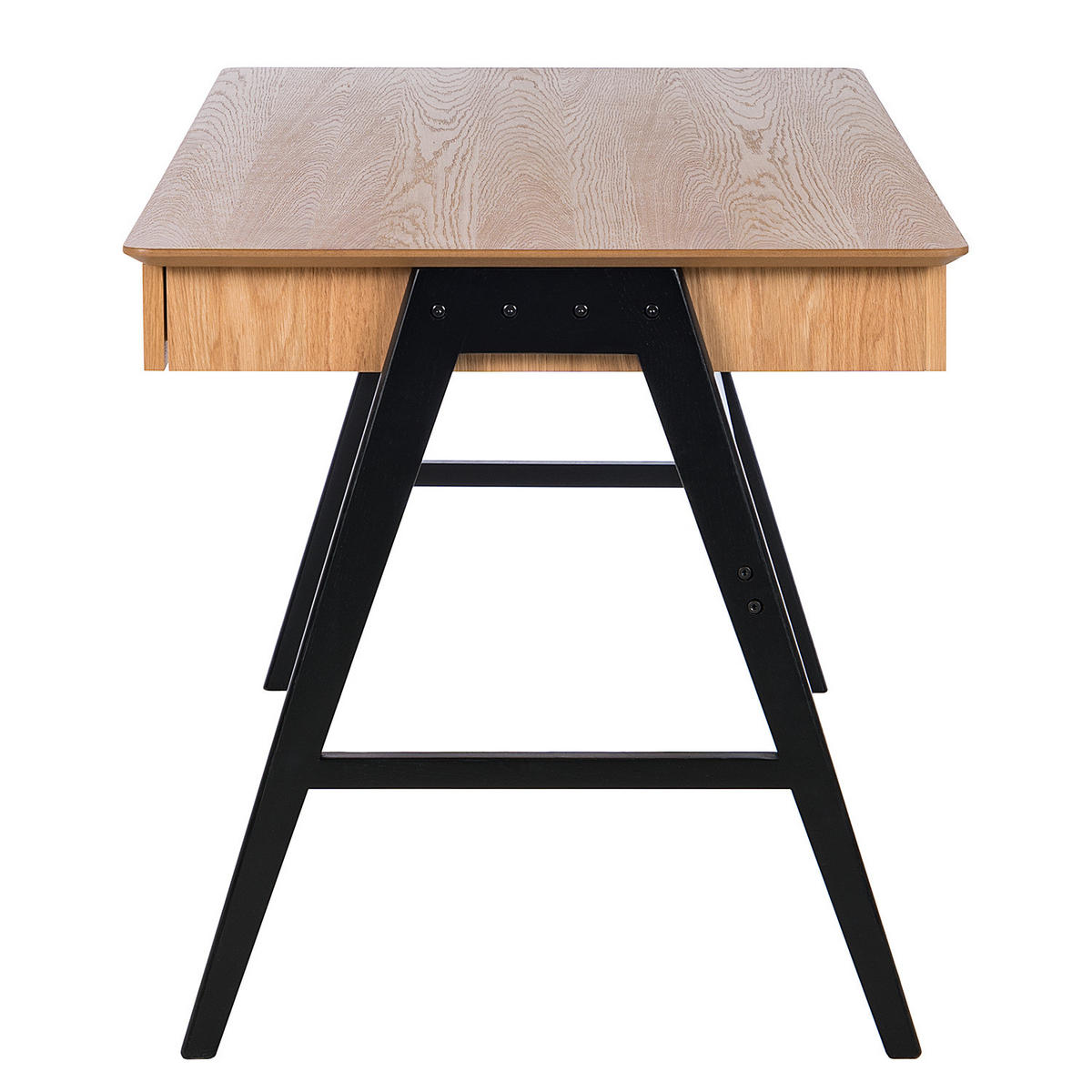 SCHREIBTISCH - Eiche teilmassiv - Eichefarben/Schwarz, Holz/Holzwerkstoff (76/150/75cm) - home24