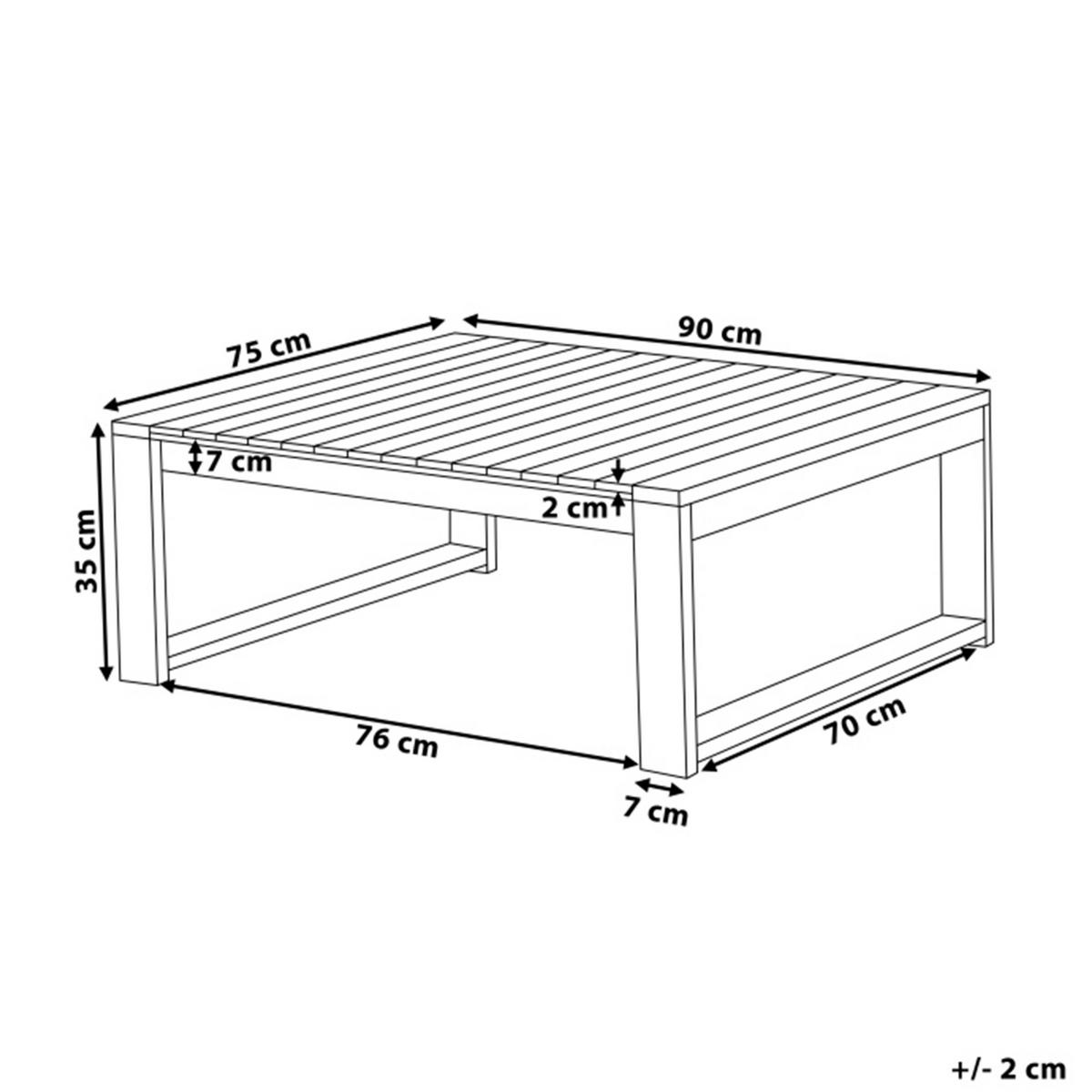 GARTEN BEISTELLTISCH zertifiziertes Akazienholz dunkelbraun 90/75 cm Timor - Dunkelbraun, Holz (90/75/35cm) - Beliani