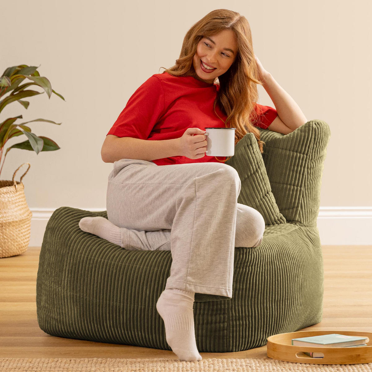 SITZSACK-SESSEL Noa modular Cord - Salbeigrün, Textil (75/70/78cm) - icon