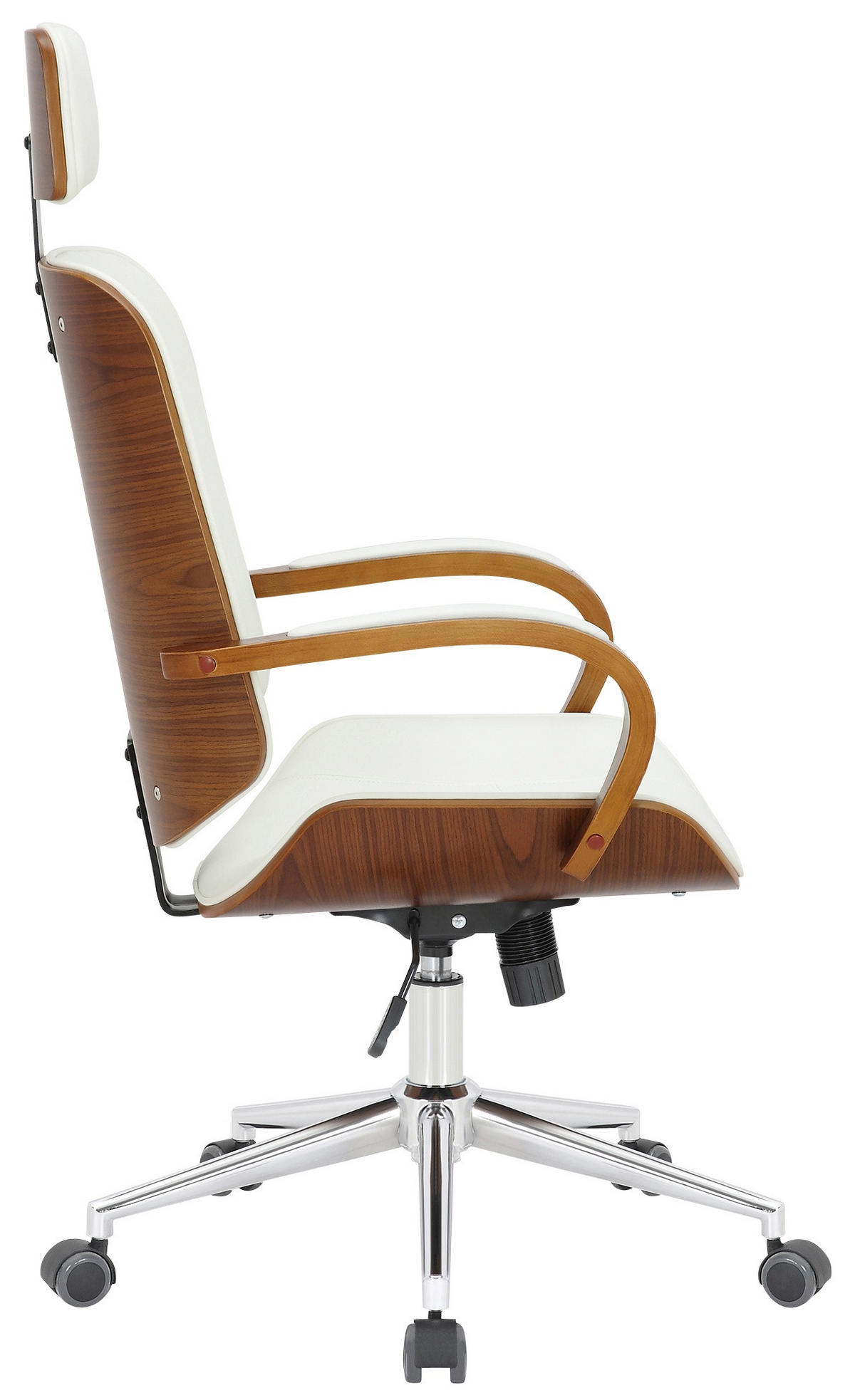 DREHSTUHL Lederlook Walnuss/Weiß - Walnussfarben/Weiß, Textil/Metall (70/118/70cm) - CLP