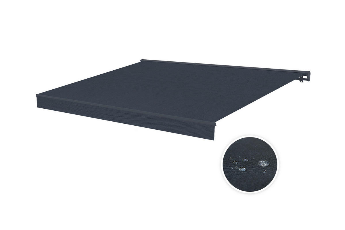 HALBKASSETTENMARKISE Fazzio Graue 4m x 3m motorisierte - Premium-Leinwand 320g/m² - Grau, Metall (400/270/300cm) - Cazeboo