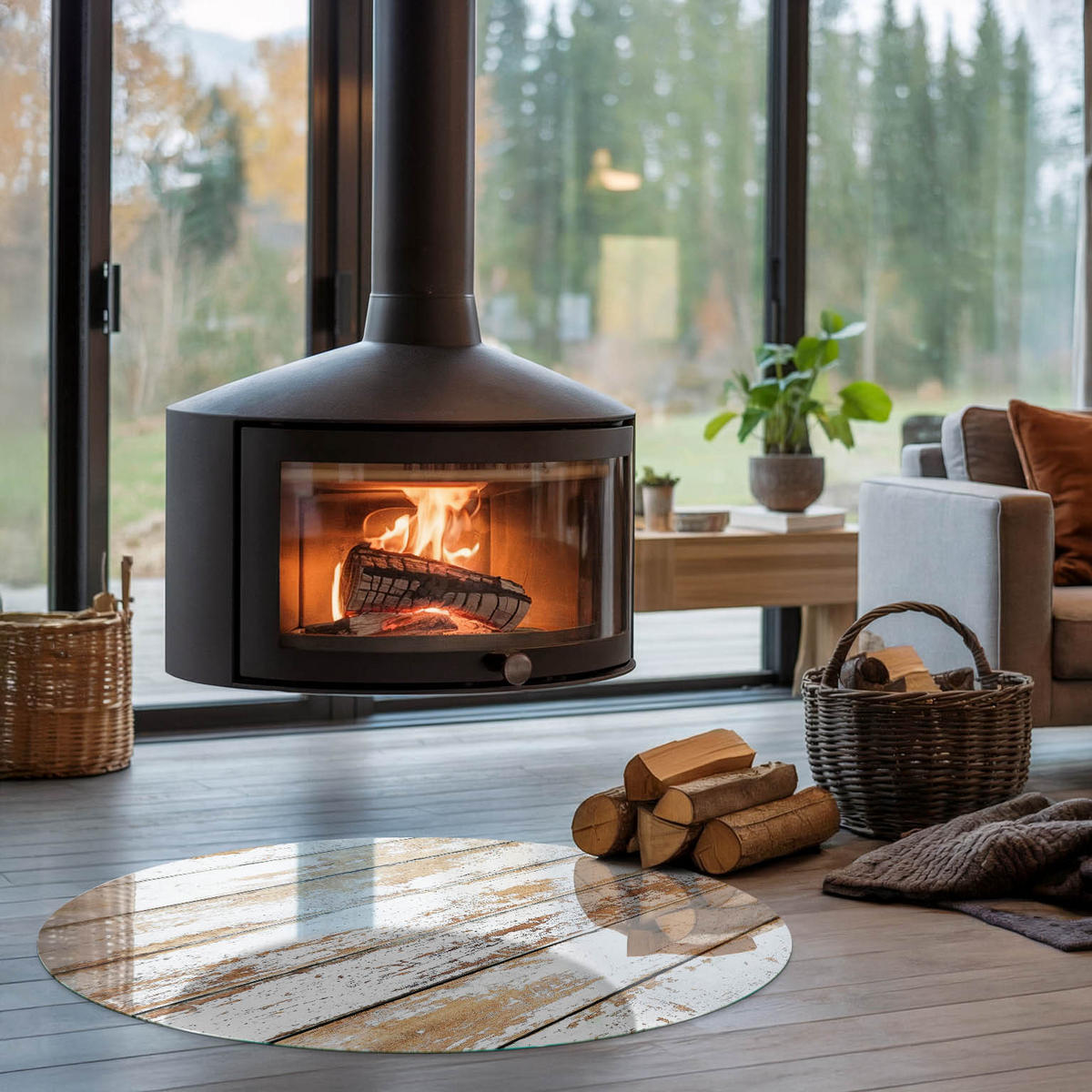 GLASPLATTE für Kamin Ø 100 cm - Weiß, Glas (100/100/0.4cm) - TULUP