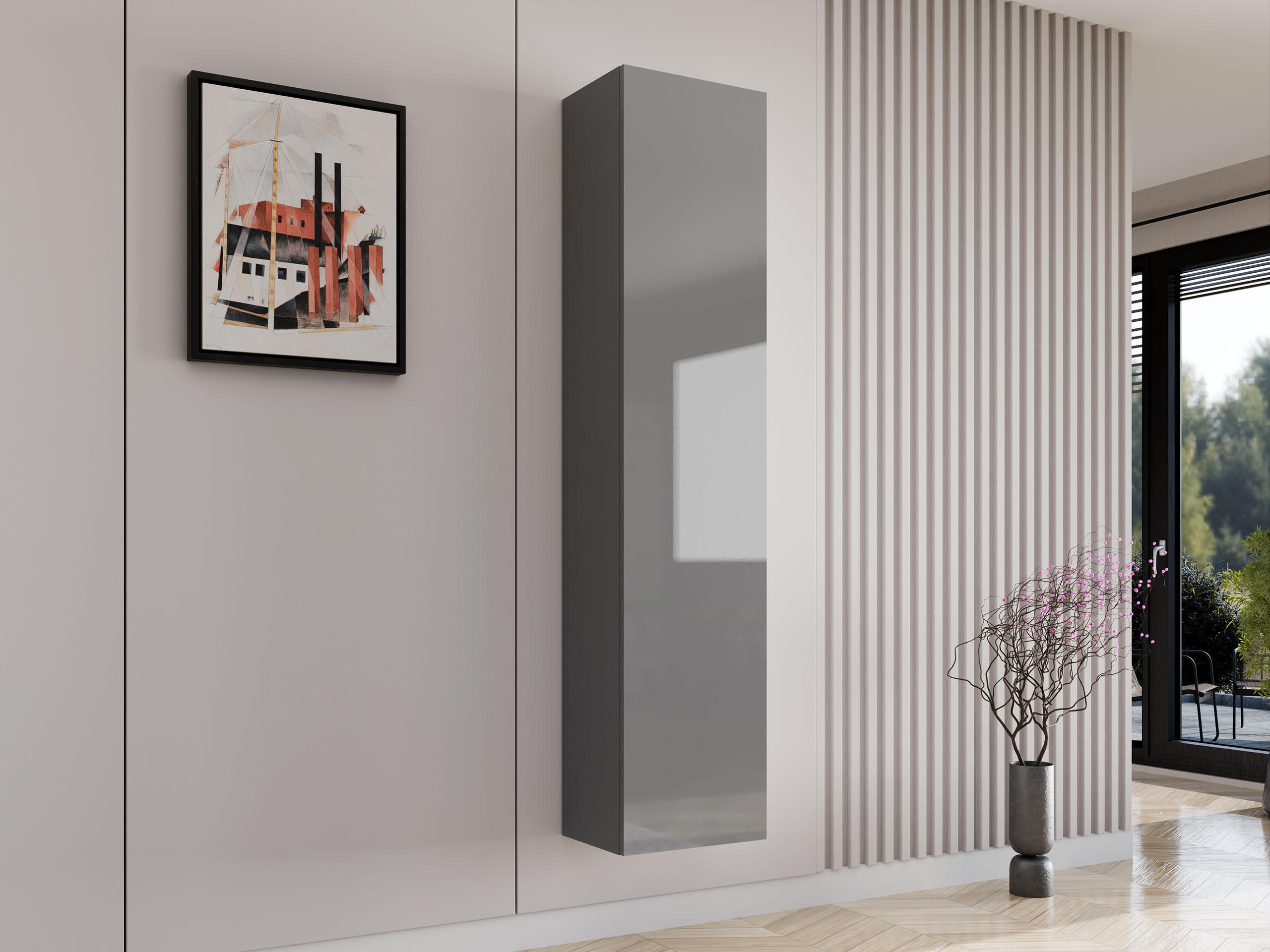 HÄNGEVITRINE 180 Vigo - Grau, Holzwerkstoff (40/180/30cm) - MIRJAN24