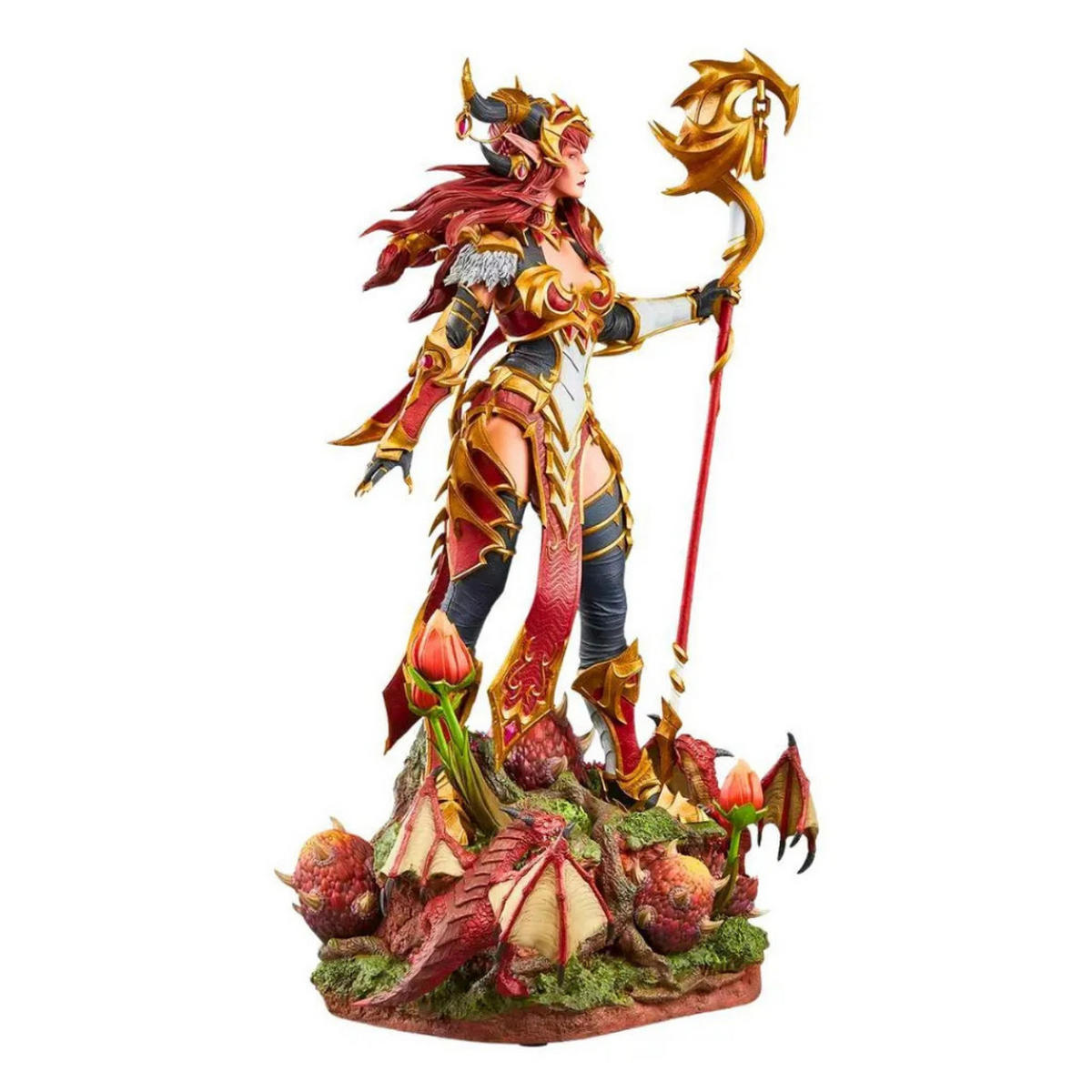 SAMMLERSTATUE Alexstrasza 52 cm Handbemalt Fantasy Figur Rot Gold - Rot/Goldfarben, Kunststoff (28/52/16cm) - JUNG