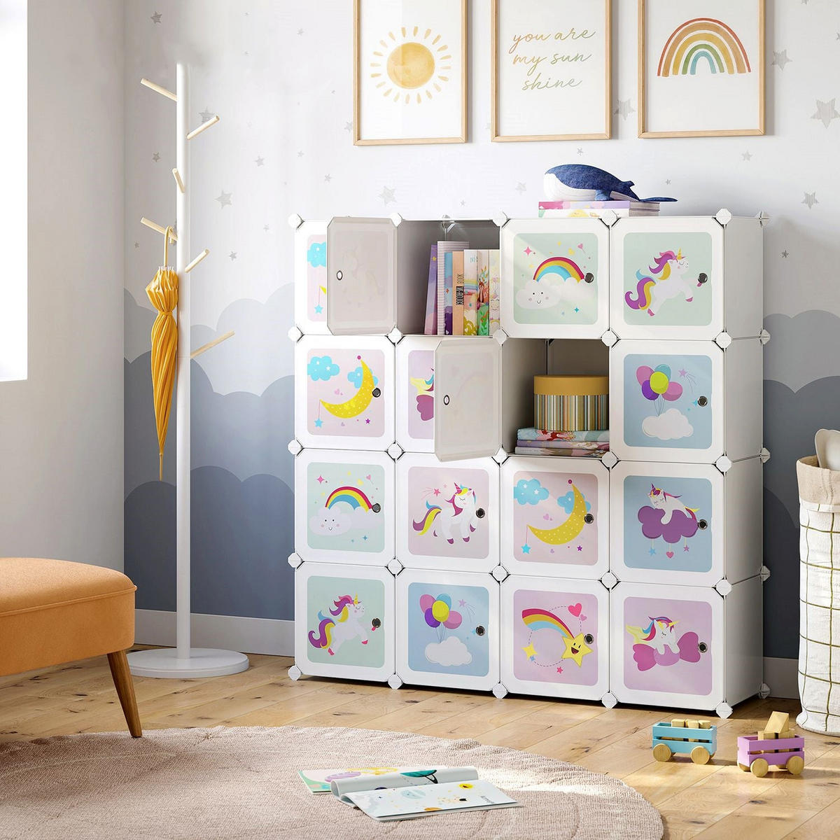 STECKREGAL REGALSYSTEM FÜR KINDER - Weiß, Kunststoff (31/153/153cm) - Hansiro