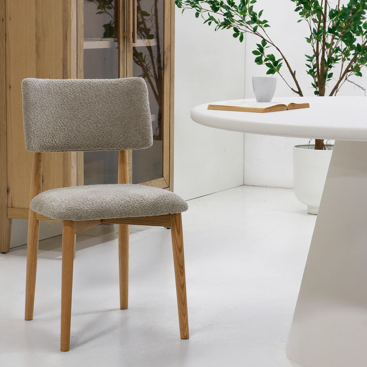 ESSZIMMERSTUHL 2er Set 2er Set aus Stoff mit Eichenholz, taupe - Taupe, Holz (47/81/52cm) - Giga Meubel