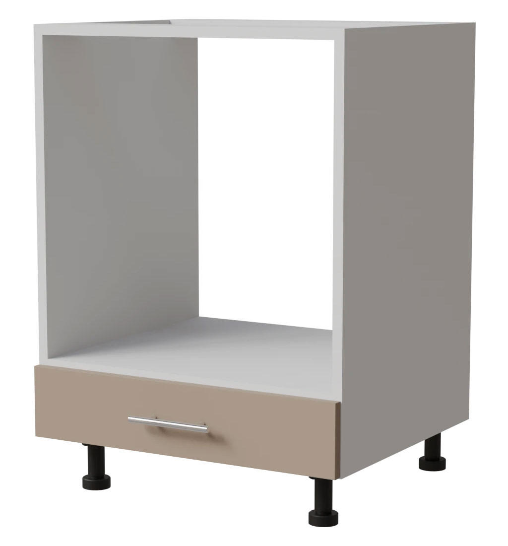 HERDUMBAUSCHRANK Brerra D11K/60 Weiß / RAL 1019 graubeige Matt 60 / 50 / 82cm - Beige/Weiß, Holz/Holzwerkstoff (60/82/50cm) - Feldmann-Wohnen