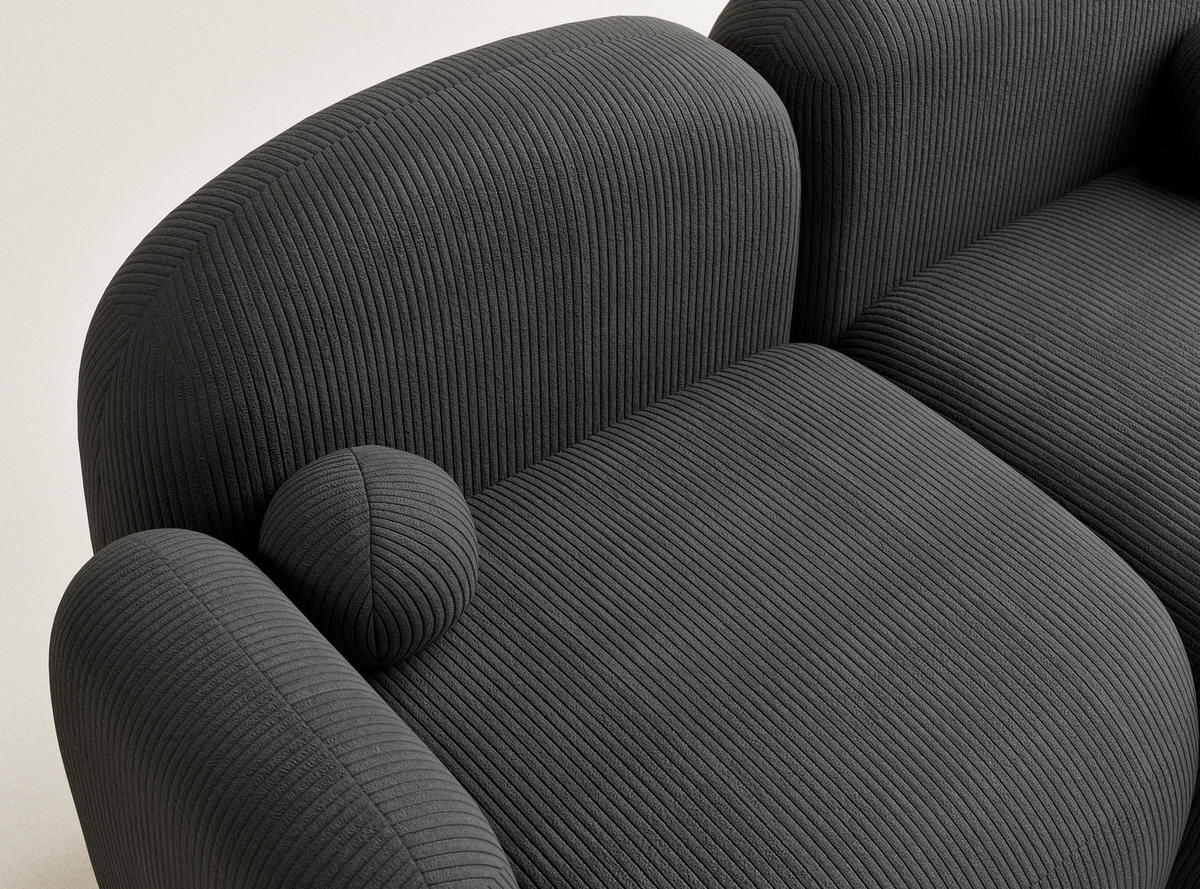 ECKSOFA Bahama Anthrazit Samtstoff - Anthrazit/Schwarz, Holz/Holzwerkstoff (190/146cm) - Maison de Reve