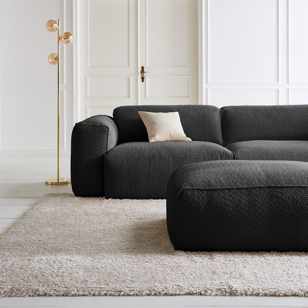 3-SITZER SOFA - Anthrazit/Schwarz, Kunststoff/Textil (251/71/102cm) - home24
