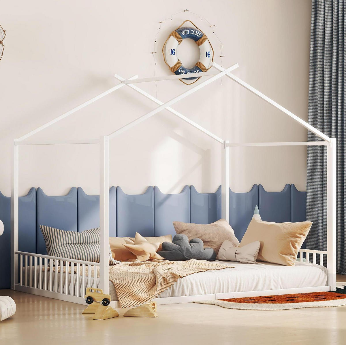HAUSBETT 140/200 cm weiß aus Metall - Weiß, Metall (140/200cm) - OKWISH
