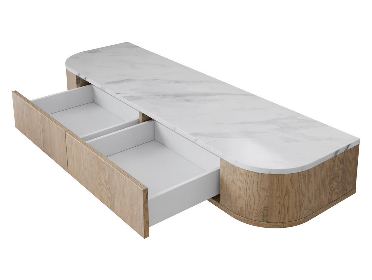 SCHMINKTISCH Lygrint + Spiegel - Eichefarben/Weiß, Holzwerkstoff (123/18/36cm) - MIRJAN24